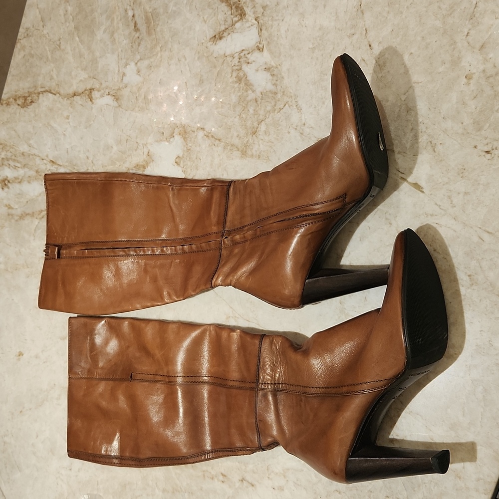 CNC Tall tan Leather boots